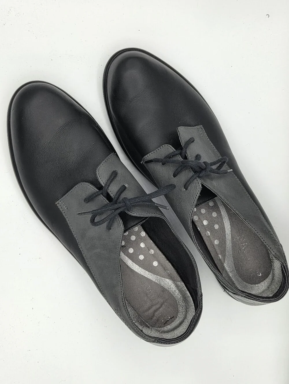 Naot Two-Tone Black and Gray Lace-Up Oxfords